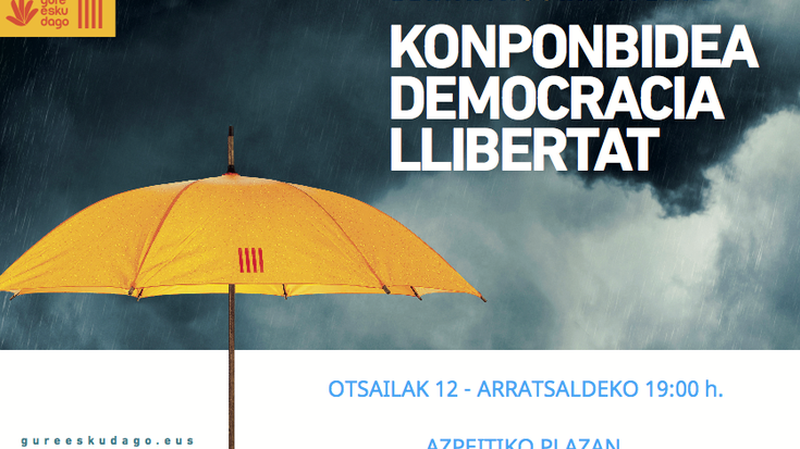 Kataluniako buruzagi independentistei babesa adierazteko, elkarretaratzea egingo dute bihar