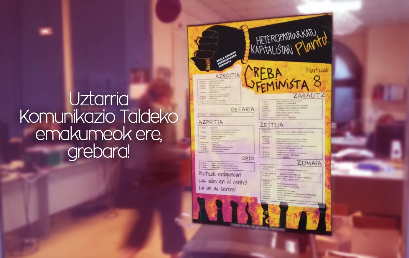 Uztarria Komunikazio Taldeko emakumeok ere, Martxoaren 8ko grebarekin bat
