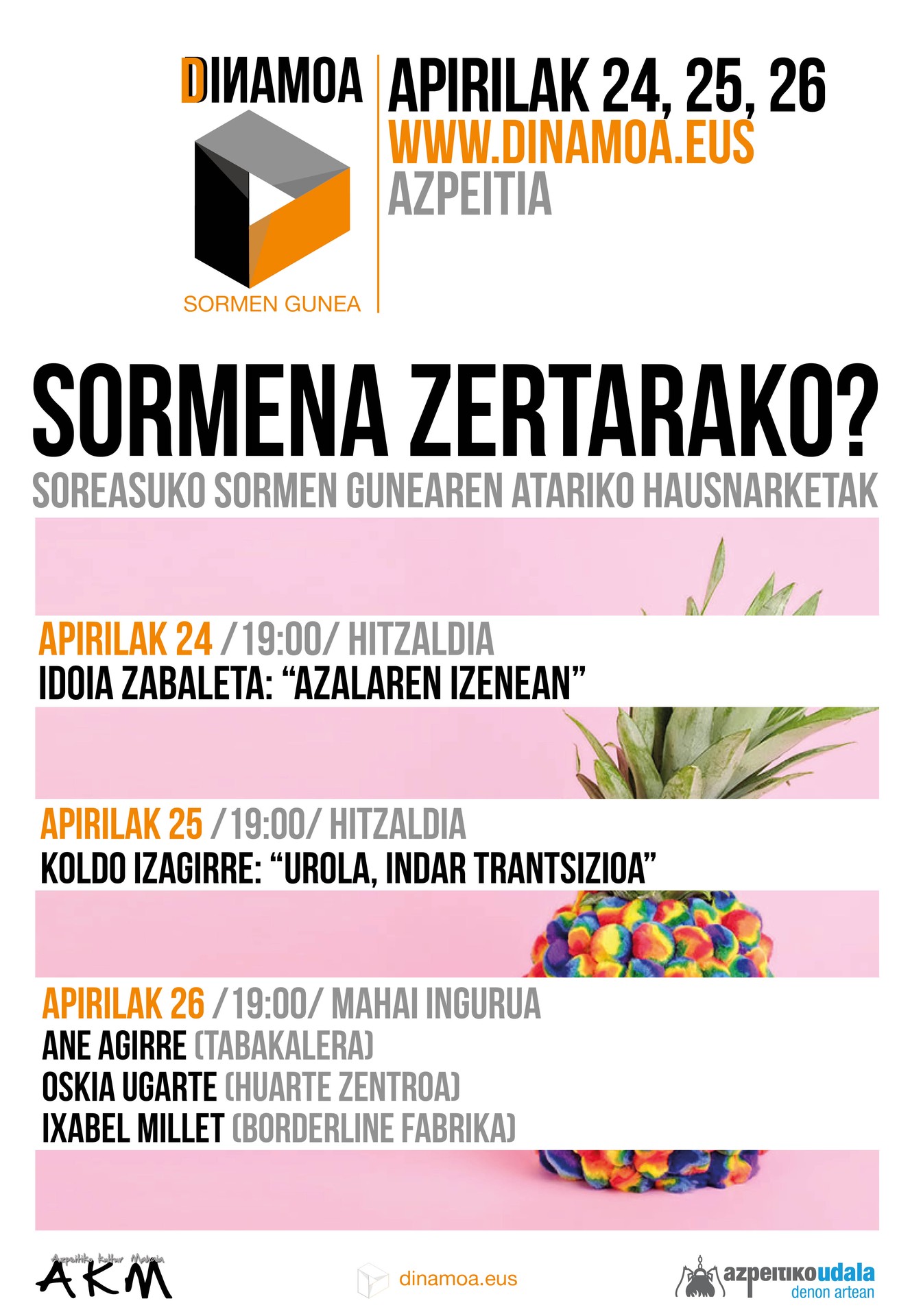Sormenari eta sormen guneei buruzko jardunaldiak hartuko ditu Dinamoak hilaren 24tik 26ra