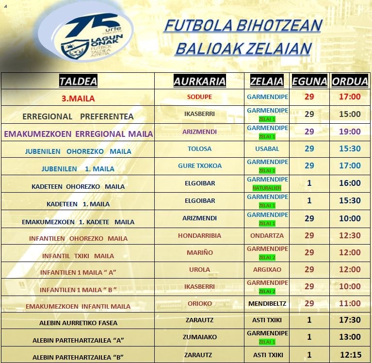 Aukera ezberdinak asteburuan futbolarekin gozatzeko\