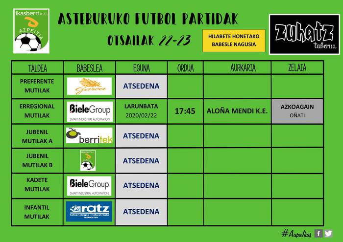 Asteburuko agenda