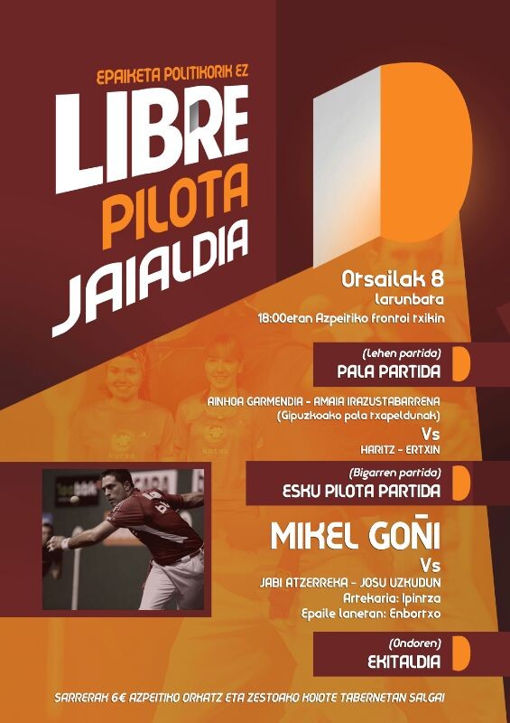 Larunbateko pilota partidarako sarrerak, Orkatzen salgai
