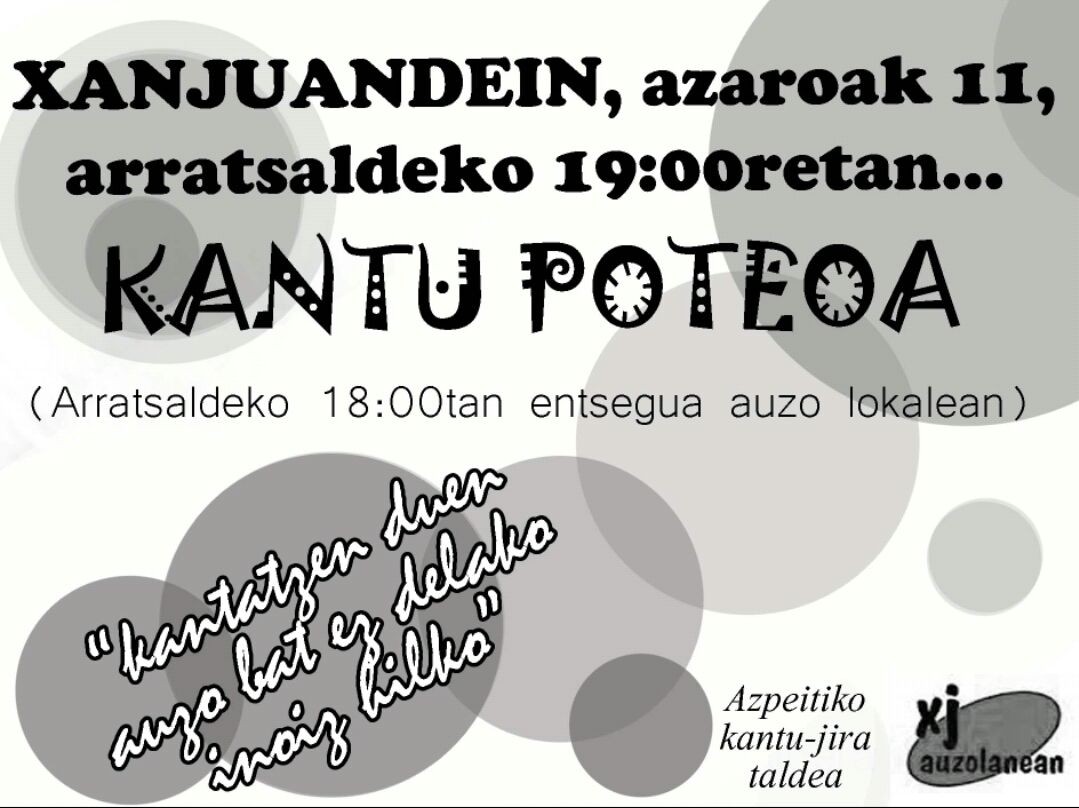 Kantu poteoa izango da ostiralean Sanjuandegin