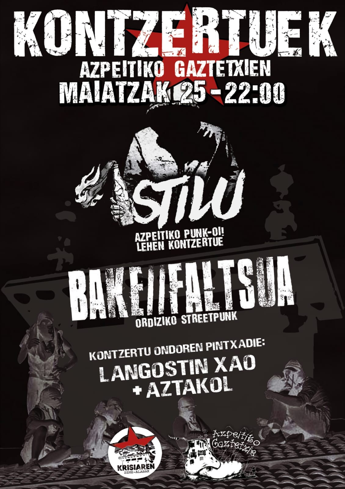 Krisiaren Seme-alabak kolektiboaren aldeko elkartasun kontzertuak, zapatuan Gaztetxean
