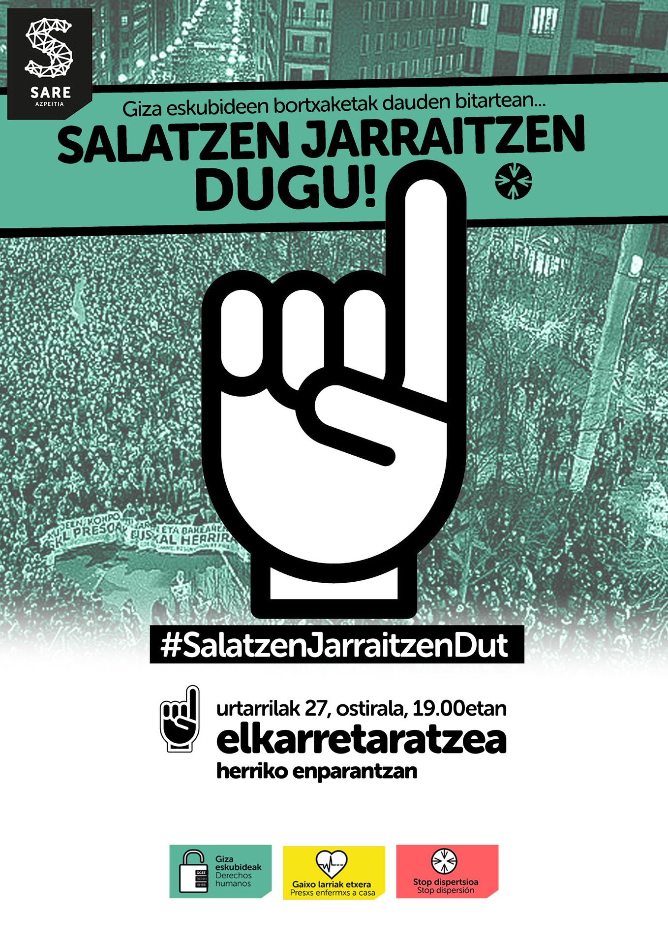 Ostiralean giza eskubideen aldeko elkarretaratzea egingo dute, plazan