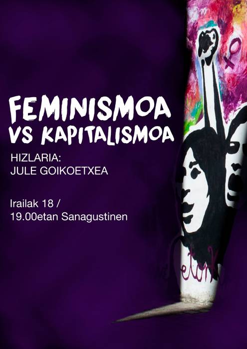 'Kapitalismoa vs feminismoa' hitzaldia eskainiko du Jule Goikoetxeak Sanagustin kulturgunean