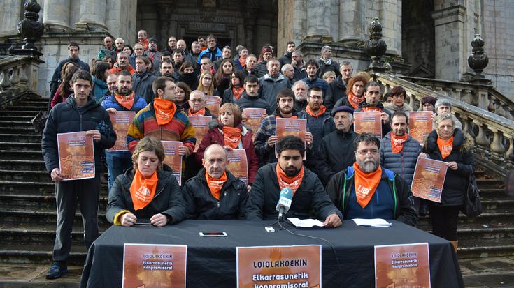 Loiolako herri harresian atxilotu zituzten Esteban Orbegozok eta Beñat Hach Embarekek elkartasun deia egin dute