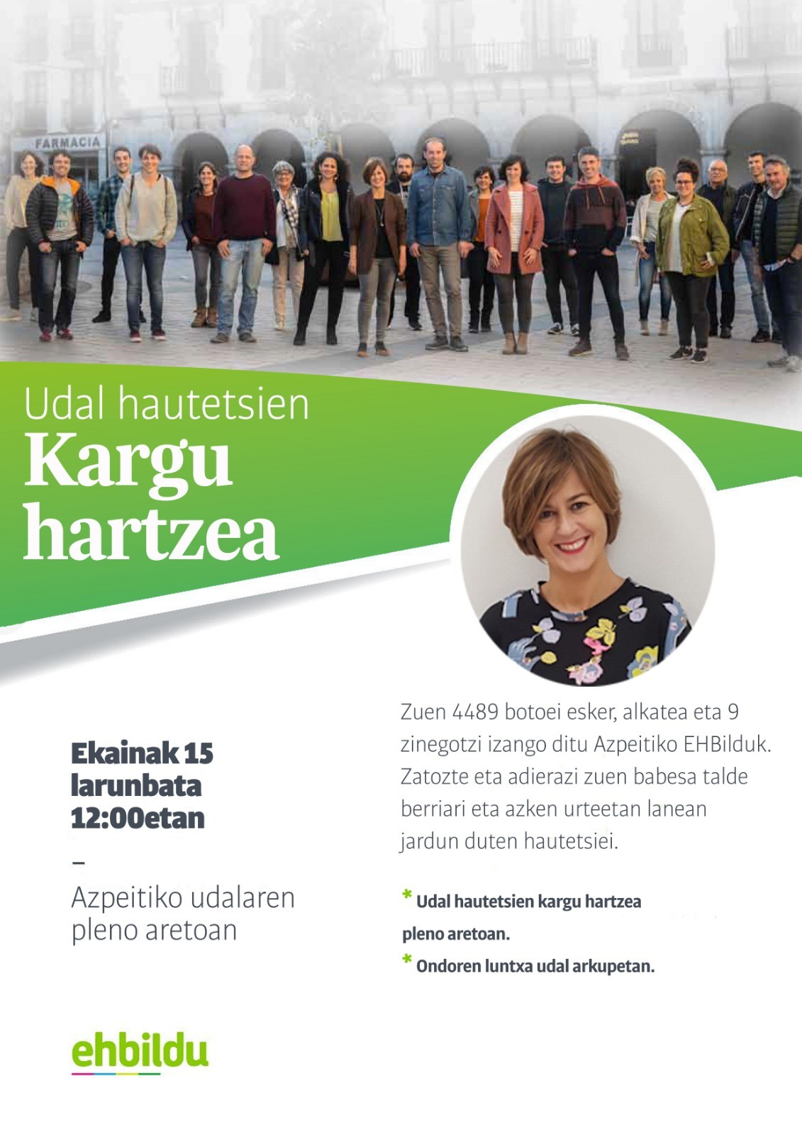 Biharko kargu-hartzera eta luntxera gonbidatuta zaudete