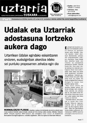 Uztarria-Euskara aldizkariaren 21. zenbakia kalean