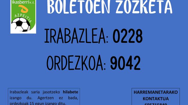 0228 da Ikasberriren zozketaren zenbaki sariduna