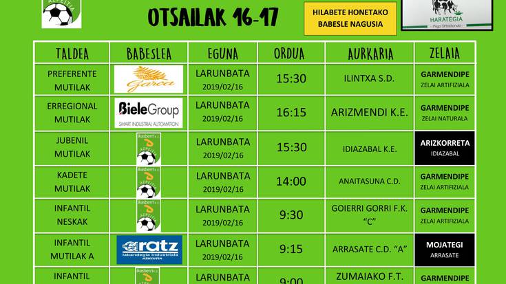 Asteburuko agenda