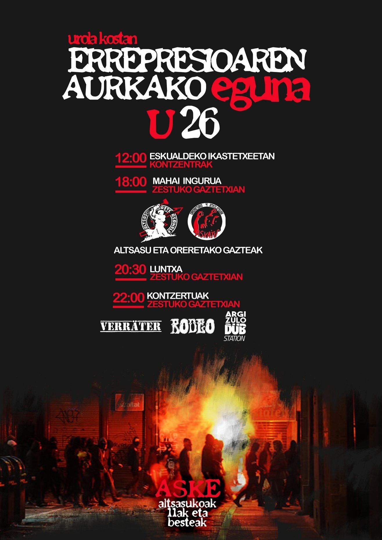 Urola Kostako Errepresioaren Aurkako Egunera joateko deia egin du Gaztetxeak