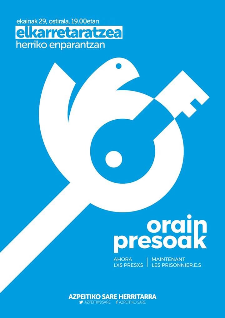 'Orain presoak' lelopean, gaur egingo du azken ostiraleko elkarretaratzea Azpeitiko Sarek