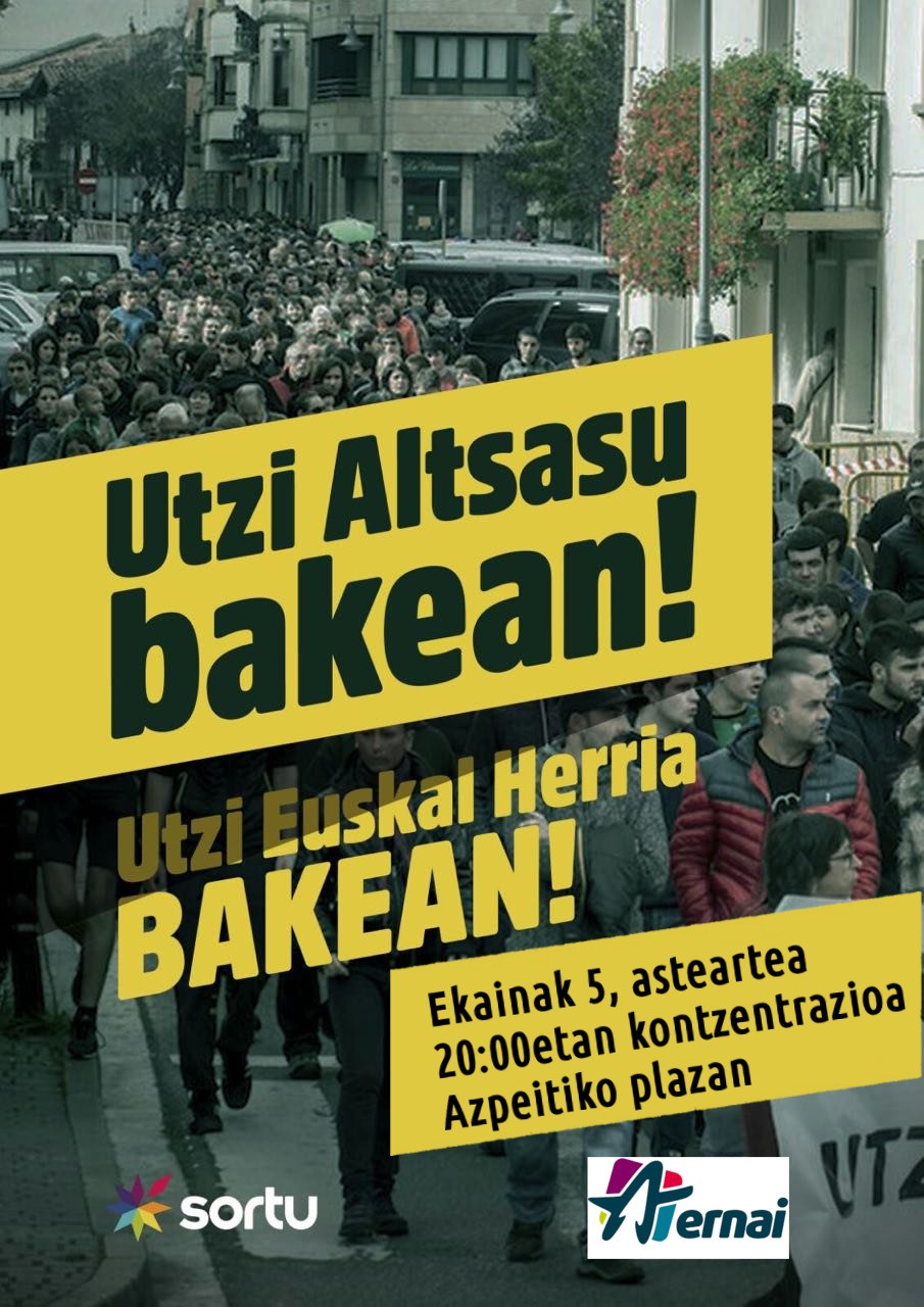 Altsasun izan diren atxiloketak salatzeko elkarretaratzea deitu dute arratsalderako