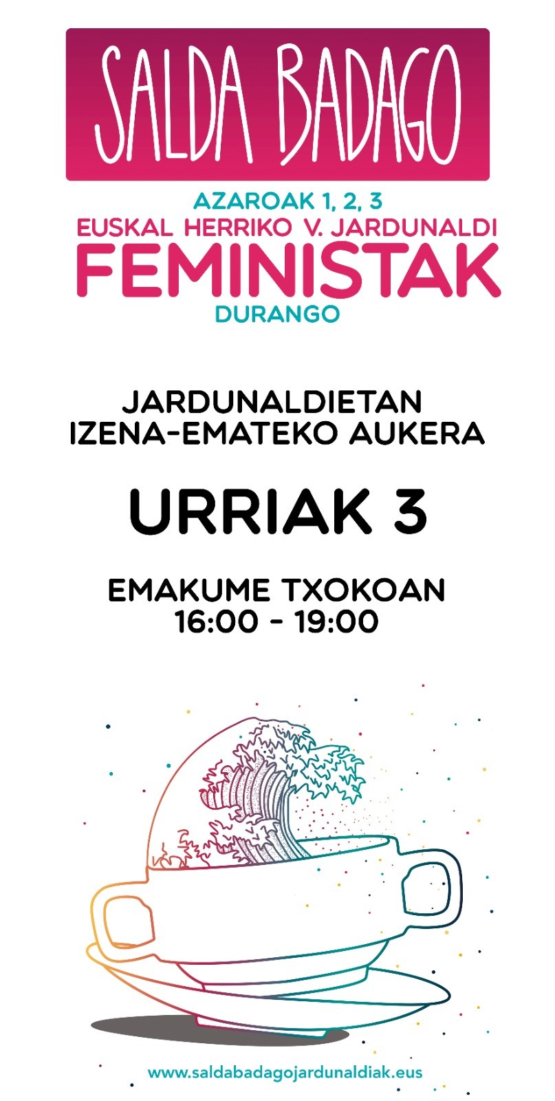 Salda Badago jardunaldi feministetara joateko izena emateko aukera izango da urriaren 3an Emakumeen Txokoan