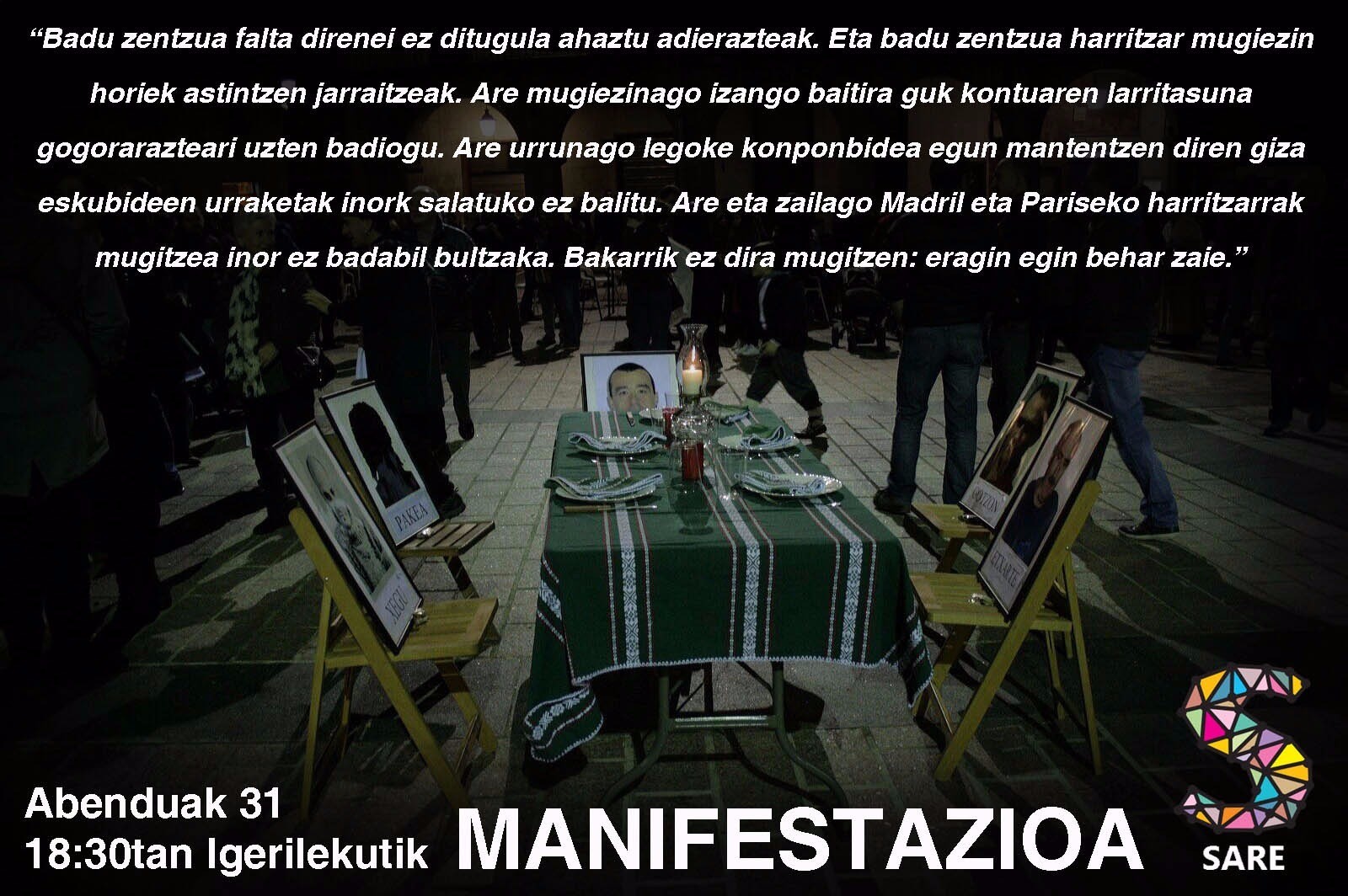 Euskal preso eta iheslarien eskubideen alde manifestazioa izango da gaur