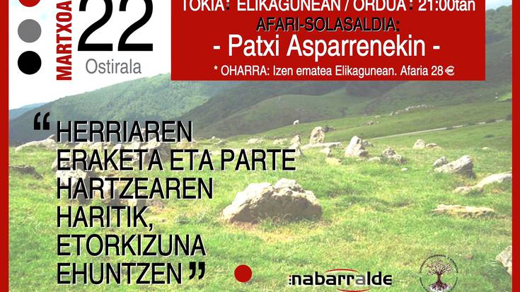 Patxi Asparrenekin afari-solasaldia antolatu du Nabarraldek biharko