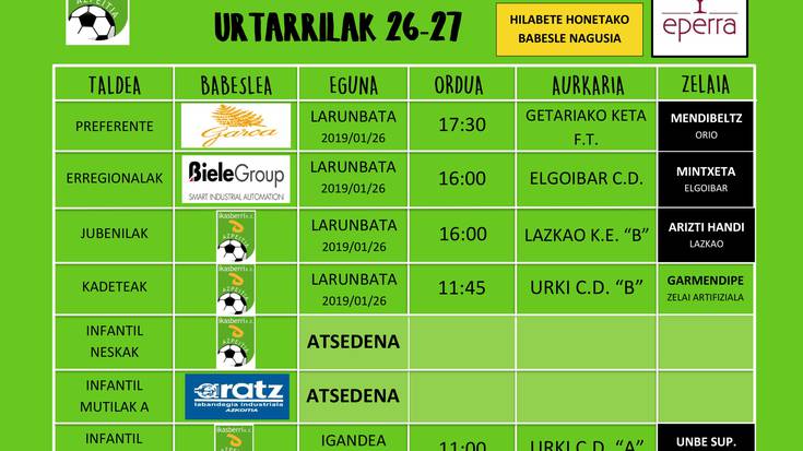 Asteburuko agenda