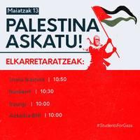 Elkarretaratzeak ikastetxeetan: 'Palestina askatu'