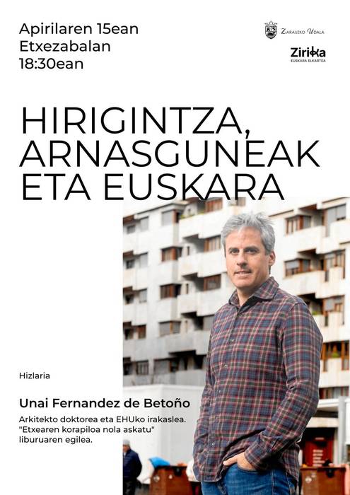 Hitzaldia: 'Hirigintza, arnasguneak eta euskara' hitzaldia