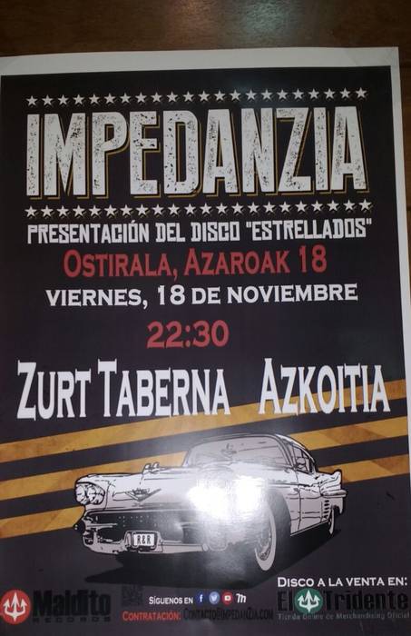 Impedanzia taldea ostiralean entzungai, Zurt tabernan