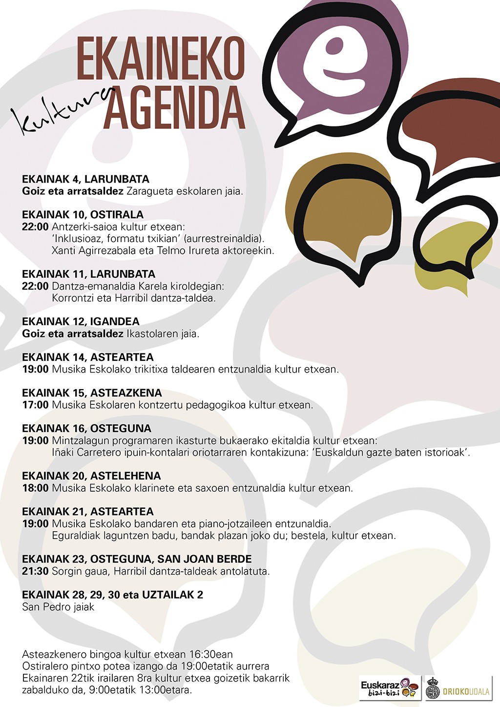 Ekaineko kultur agenda