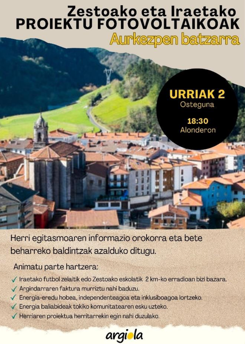 Aurkezpena: Iraetako eta Zestoako proiektu fotovoltaikoak