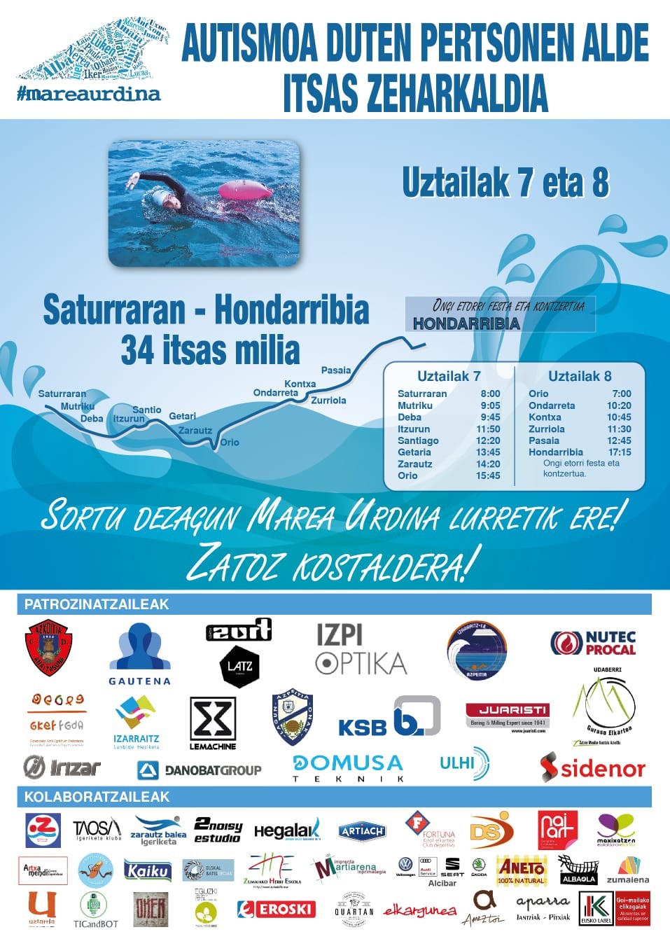 Marea Urdinaren itsas zeharkaldia uztailaren 7ko eguerdian pasako da Zumaiatik