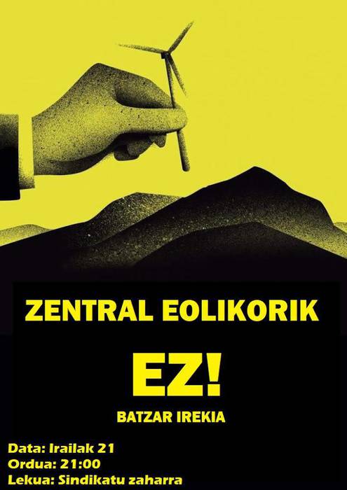 Batzar irekia: 'Zentral eolikorik ez!'