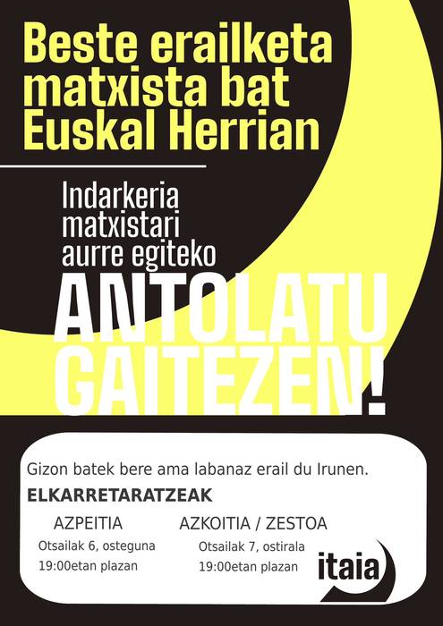 Elkarretaratzea: 'Indarkeria matxistari aurre egiteko antolatu gaitezen!'