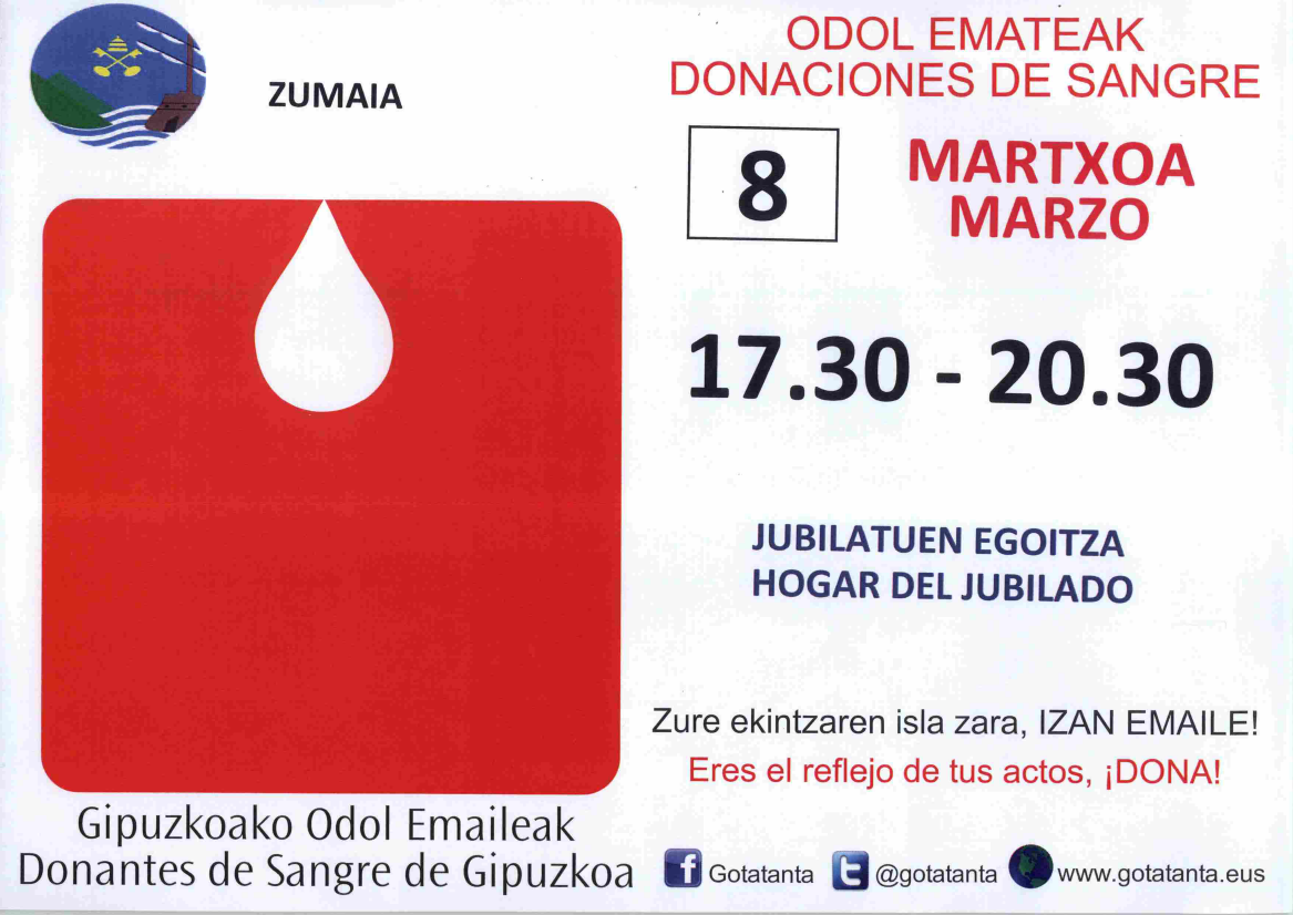 Martxoak  8 bigarren odol ematea izango da