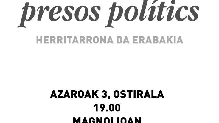 Preso politikoak askatzea eskatzeko ekitaldia egingo da arratsaldean