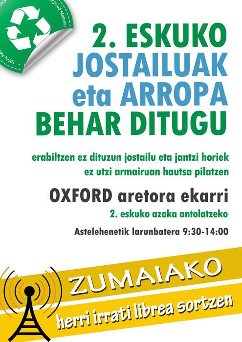 2. eskuko azoka Zumaiako irratia sortzen laguntzeko