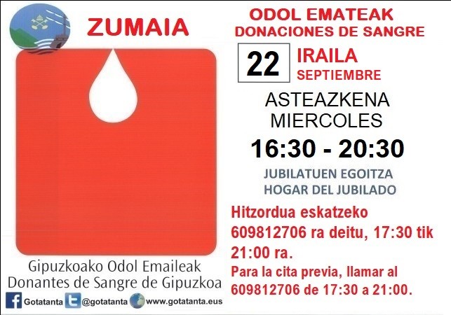 Iraileko odol ematea Zumaian