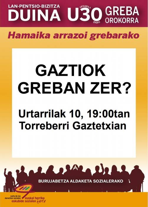 Urtarrilaren 30eko greba prestatzeko gazteen bilera