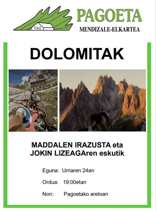 Emanaldia: Jokin Lizeaga eta Madallen Irazustaren Dolominetako bidaiaren laburpena