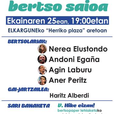 Saioa: VI. Hike Eizan! bertso saioa eta sari banaketa ekitaldia