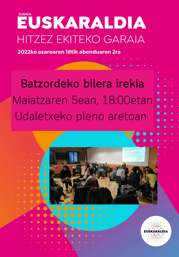 Euskaraldiko batzorderako bilera irekia