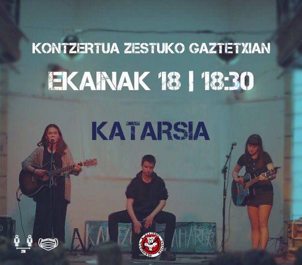 Katarsia musika taldeak kontzertua eskainiko du datorren ostiralean Zestoako Gaztetxean