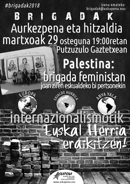 Askapenaren brigaden aurkezpena eta hitzaldia izango dira ostegunean