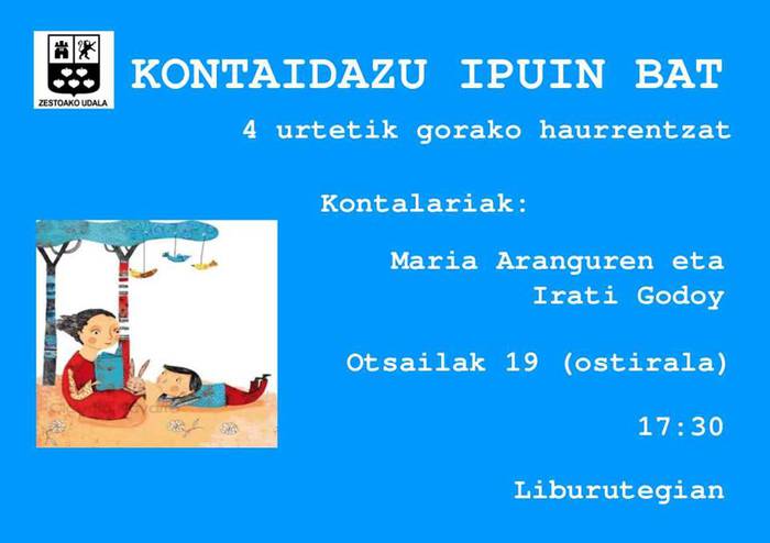 Umeentzako ipuinak kontatuko dituzte gaur Zestoako Liburutegian