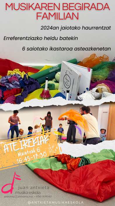 'Musikaren begirada familian' ikastaroa izango da Juan Antxieta musika eskolan beste urte batez