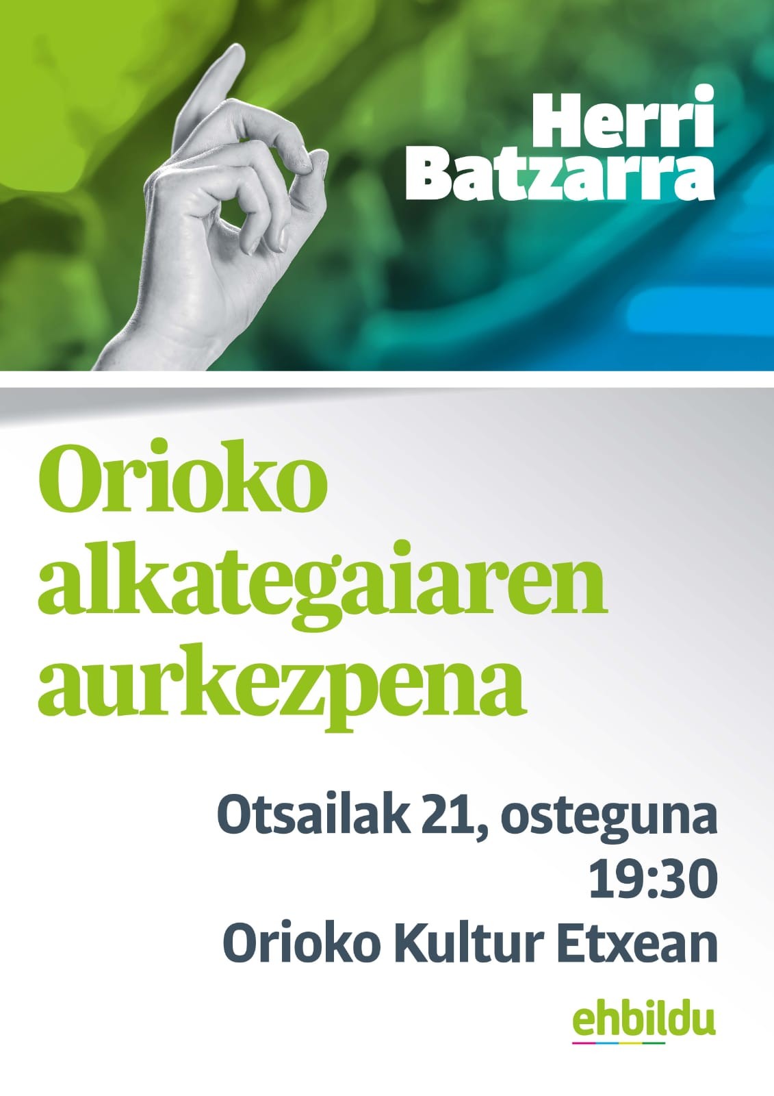 Ostegunean aurkeztuko du alkategaia Orioko EH Bilduk