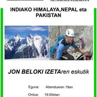 Emanaldia: 'Indiako Himalaya, Nepal eta Pakistan', Jon Belokiren eskutik