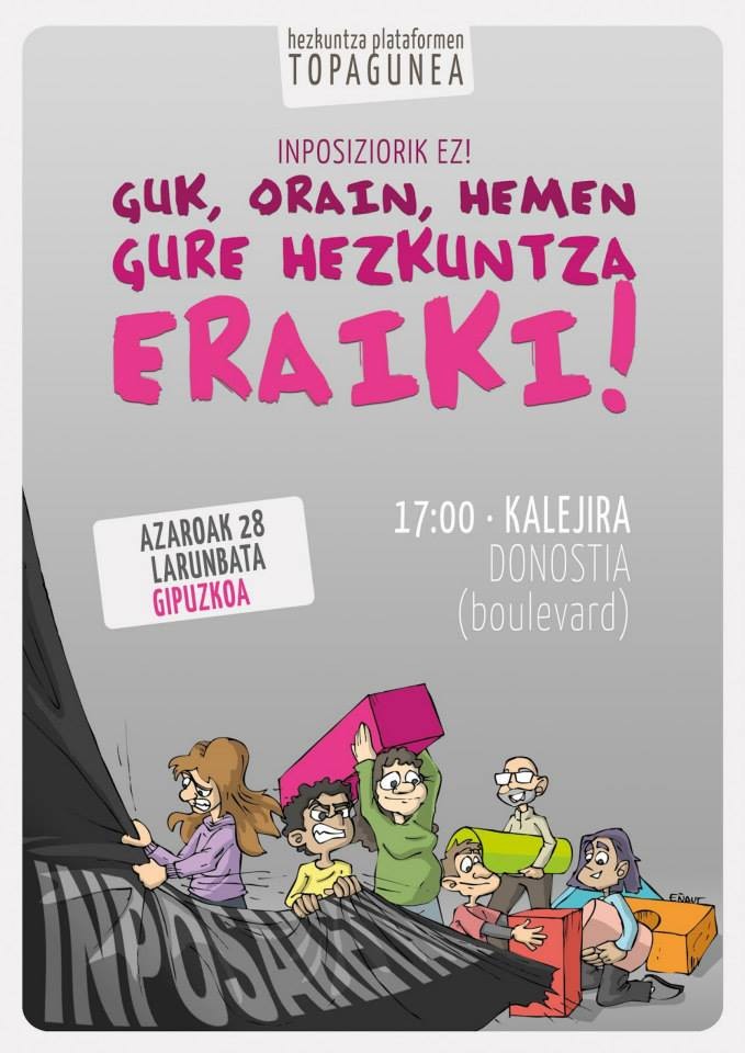 GURE HEZKUNTZA SISTEMA PROPIOAREN ALDEKO MANIFESTAZIOA: BIHAR DENOK DONOSTIRA! (arratsaldeko 17:00etan boulevardean)