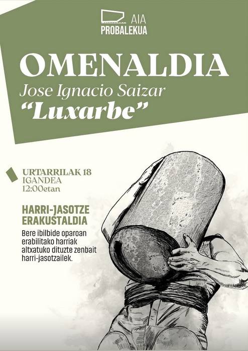 Ekitaldia: Joxe Inazio Saizar 'Lusarbe' harri jasotzaile ohiari omenaldia