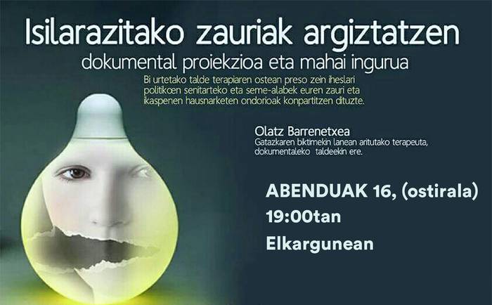 "Isilarazitako zauriak argiztatzen" dokumental proiekzioa eta mahai ingurua