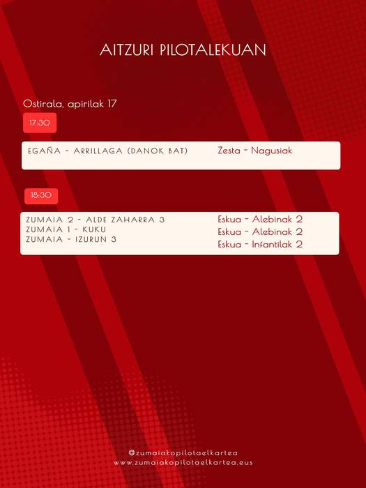 Aste honetako pilota partidak