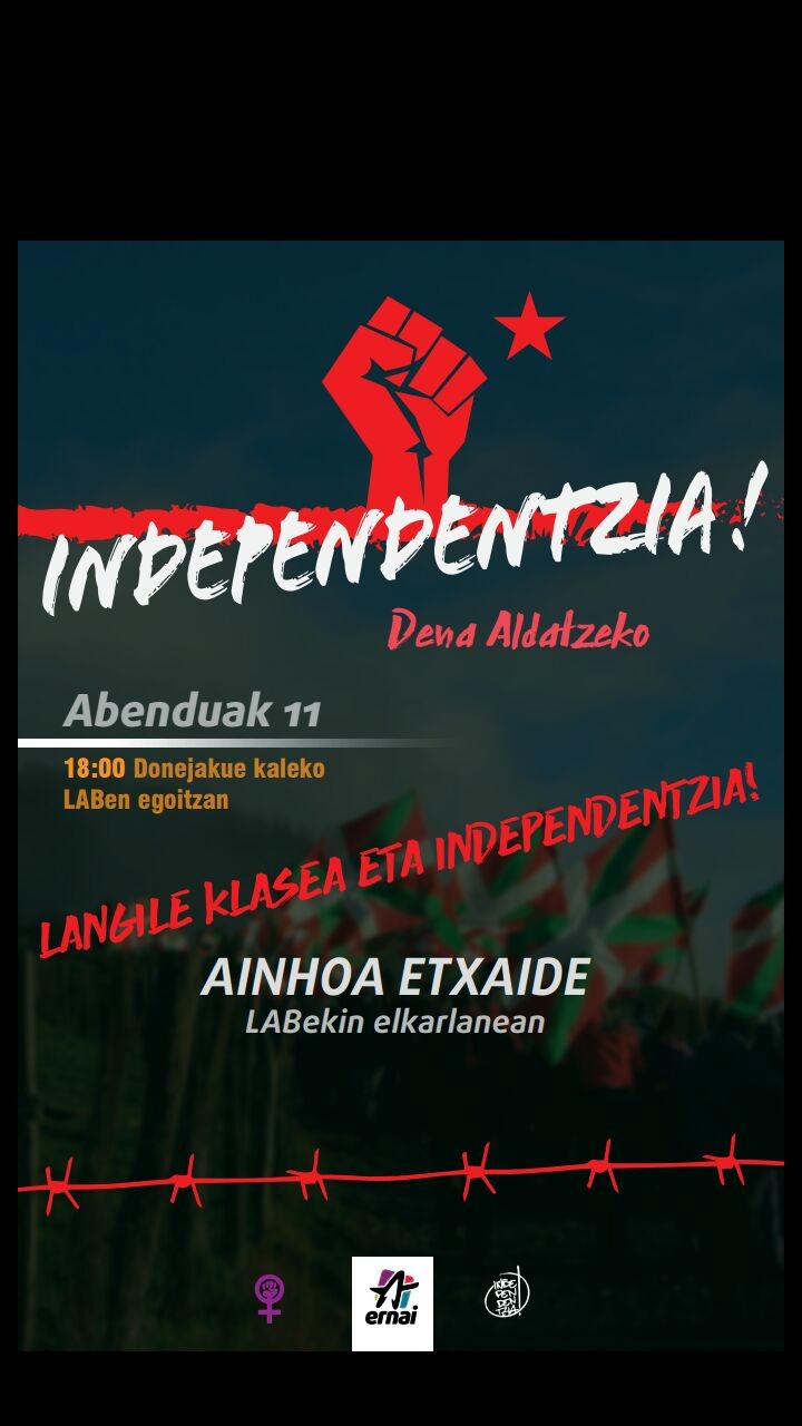 Langile klaseaz eta independentziaz arituko da Ainhoa Etxaide, gaur