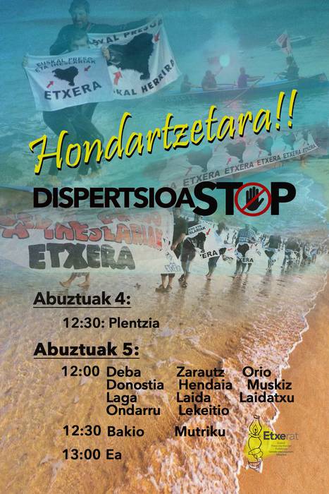 Etxeratek elkarretaratzeak deitu ditu Orioko eta Zarauzko hondartzetan abuztuaren 5erako